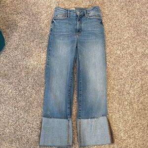 The Scotty Cuffed High Rise Straight Leg Jeans by Pilcro